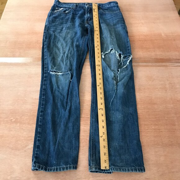 Ariat Jeans Men 30x30 Blue Mid Rise Distressed Destroyed Dark Wash Grunge Skater - Picture 5 of 12